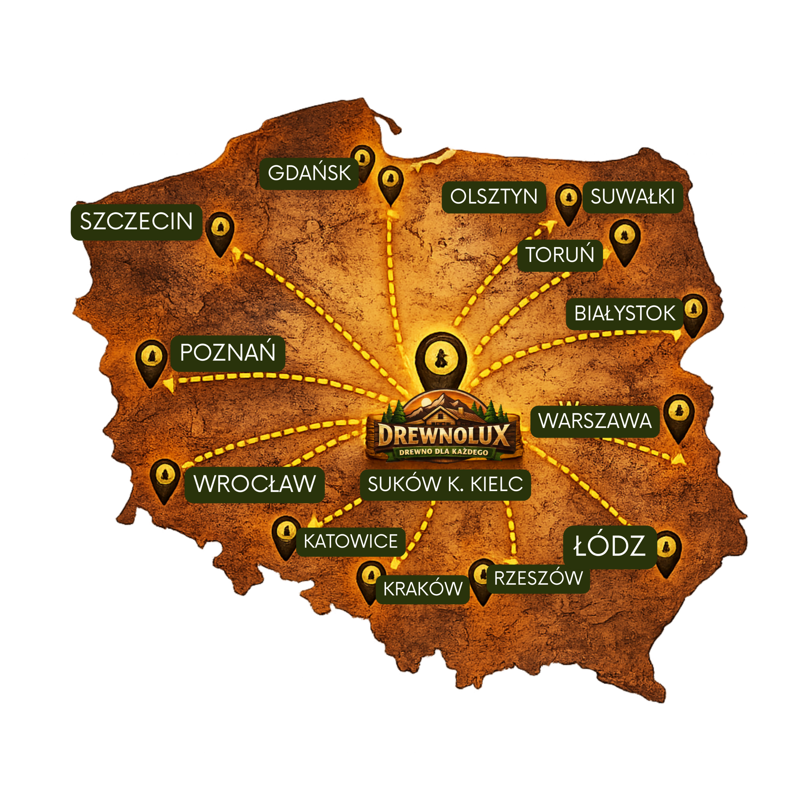 mapa dostaw skład drewna suków